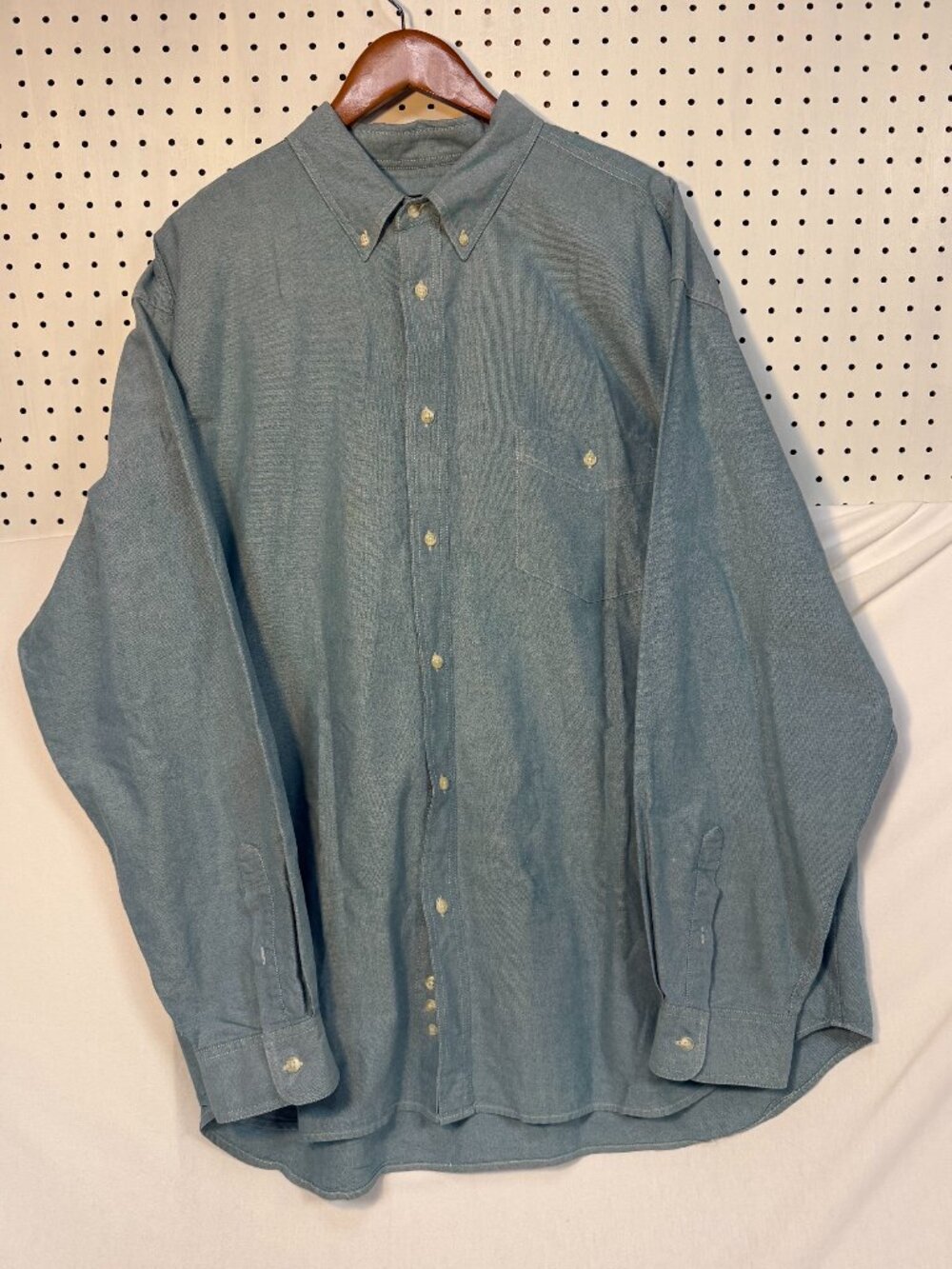 Eddie Bauer Vintage Shirt Mens XXXLT Blue Cotton Long Sleeve Button Down 3XLT